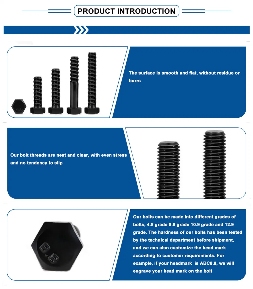 Factory Fastener Manufacture Outlet ANSI ASME B18.2.1DIN 933/DIN 931 All Size Hex Bolt Grade2 5 8 A10 4.8 8.8 10.9 12.9 Inch Size Unc Unf Bsw Bolt