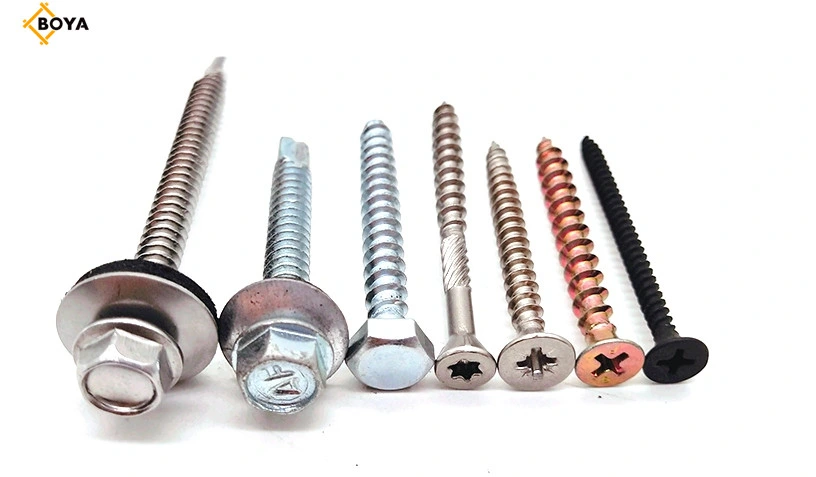 Metal Concrete Stainless Steel Flat Countersunk Wafer Button Pan Truss Hex Head Color Painted Roofing Drill Tail Self Tapping Screw with EPDM Washer