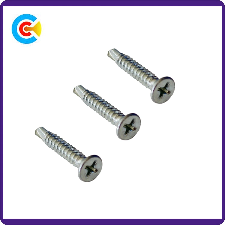 GB/DIN/ ISO/ANSI / ASTM / SAE / Ifi/ as/ BS/Uni/JIS Carbon Steel Galvanized Cross Head Drill-Tail Tapping Screw for Bridge