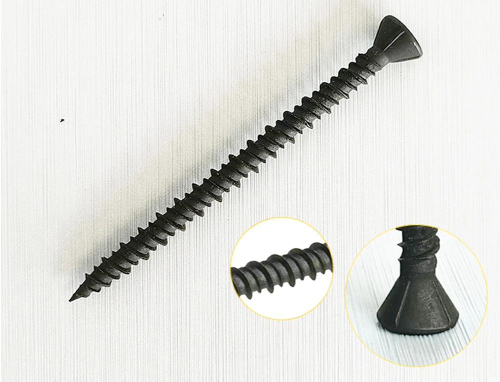 Square Drive Small Csk Trim Head Black Phosphating Partial Thread Self-Tapping Timber Floor Screw/Wood Screws Made in China