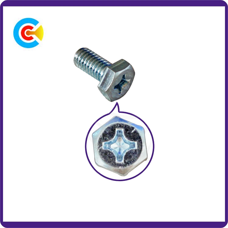 Carbon Steel Galvanized/M6 Cross Machinery Parts Fastener Hexagon Head Screws