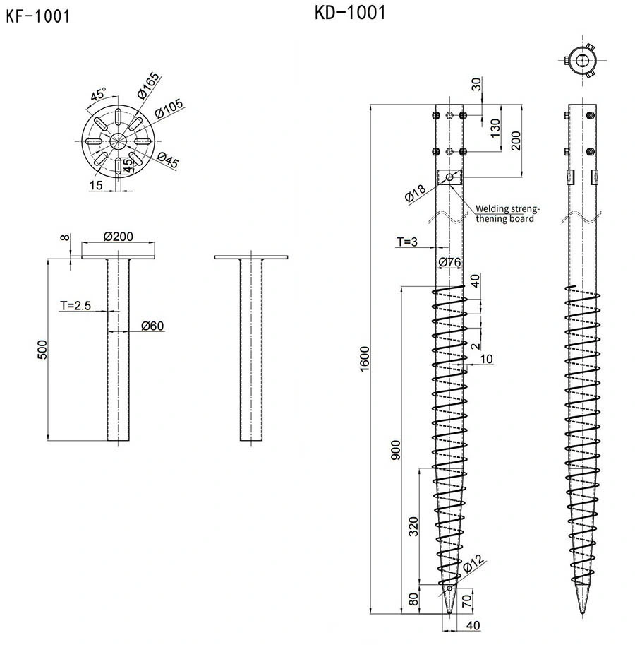 Solar Ground Mounting Adjustable Ground Screw