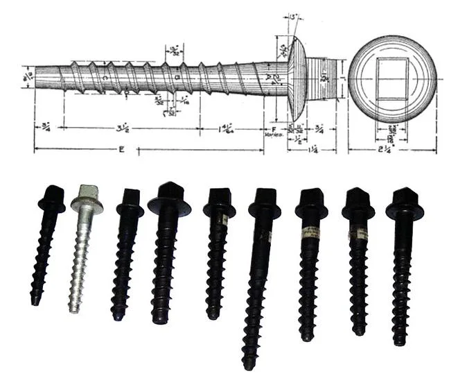 Railroad Fastener Steel Dacromet Square Head Coach Railway Sleeper Spike Screw