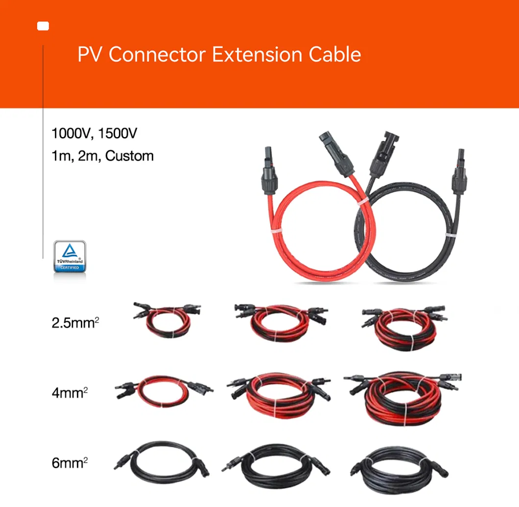 Solar Panel Extension Cable 4mm2 6mm2 PV Connector