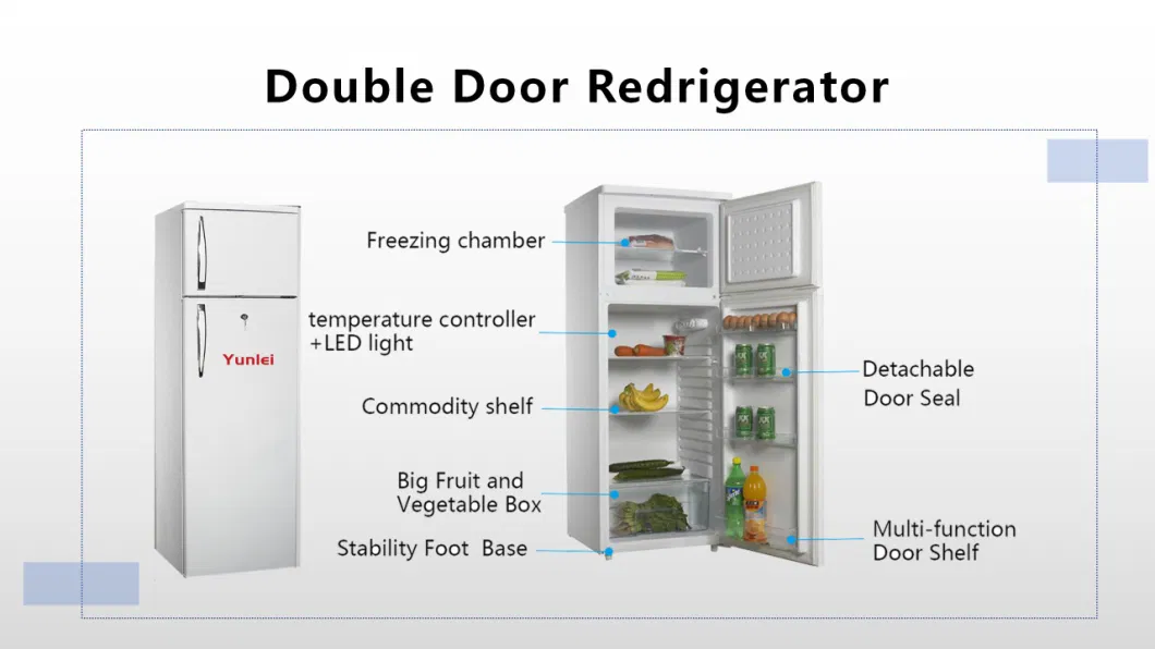 Boat Farm Hotel Solar Panel Gel-Battery Top-Freezer Double Door Portable Campervan Refrigerators