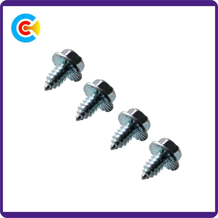 GB/DIN/JIS/ANSI Carbon-Steel/Stainless-Steel Hexagon Flange with Self-Tapping Screws for Building Railway