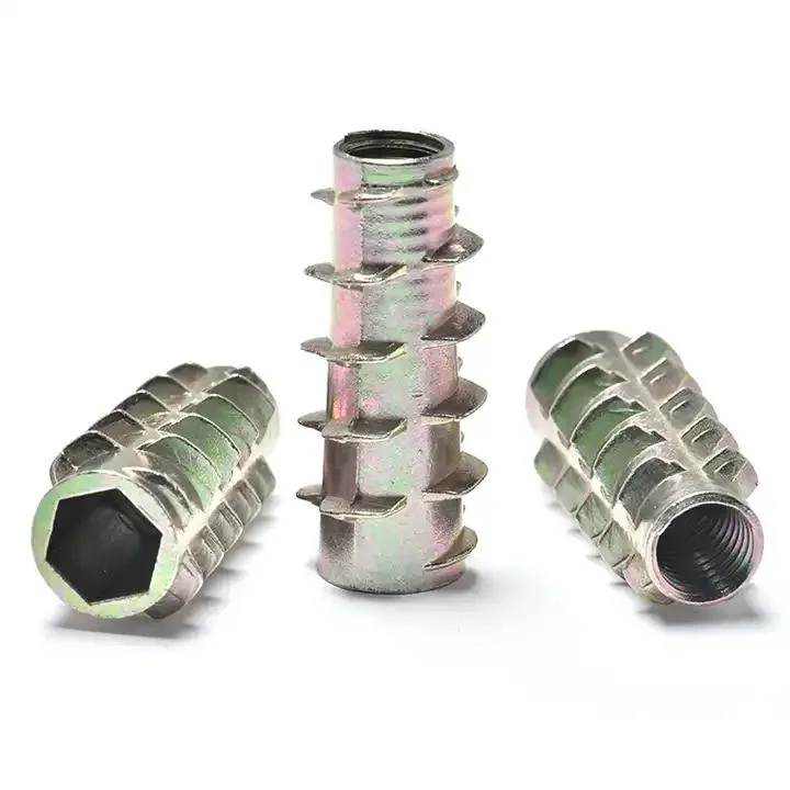 Stainless Steel Carbon Steel Hex Drive Stainless Steel Brass Threaded Self Tapping Insert Nuts for Hard Woods