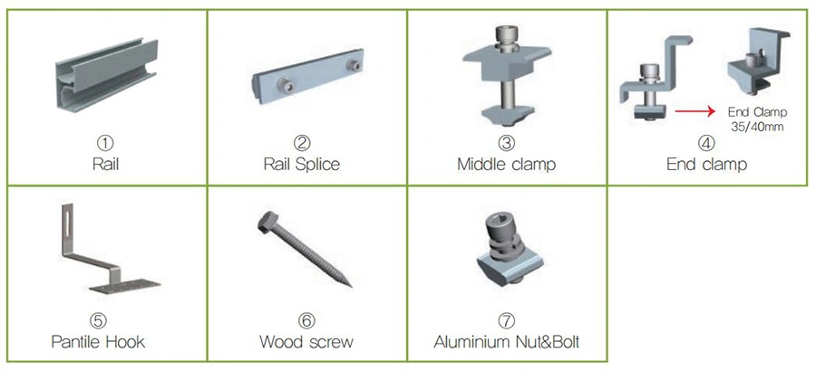 Solar Pitched Tile Roof Stainless Hook Mounting System