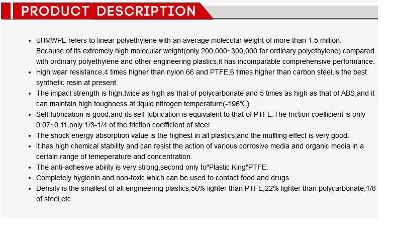 Self-Lubricating High Wear-Resisting High Molecular Weight Polyethylene Guide Rail