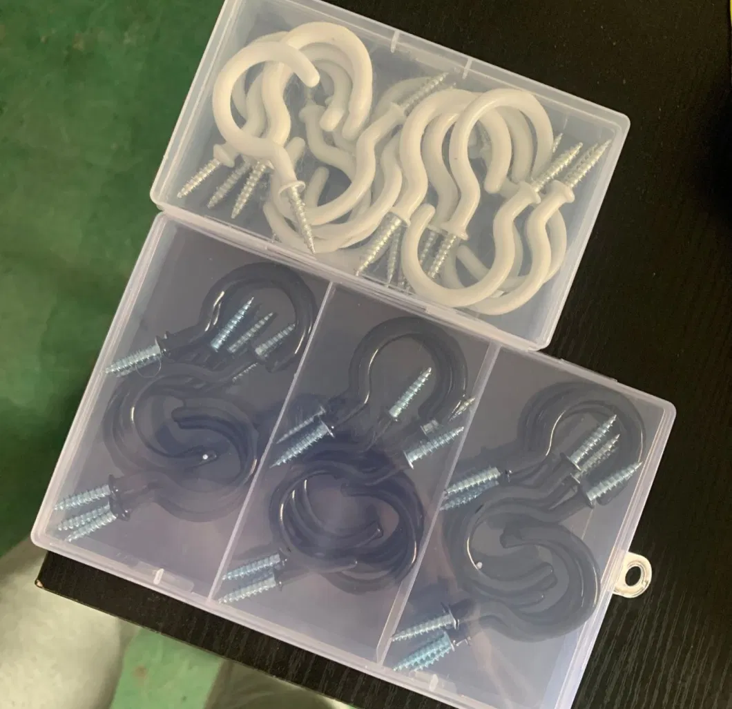 Sample Box Packing White Black Cup Hook Customized Ceiling Cup Hooks Hanging Self-Tapping Screws Hook Hanging Hook Screw