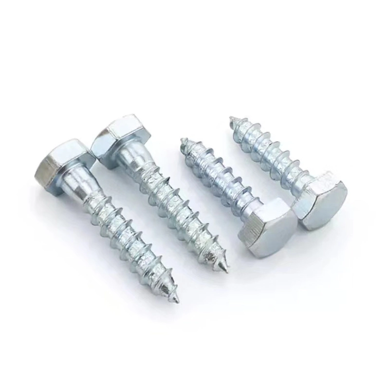 China Custom DIN571 White Zinc Plated Galvanized Hex Head Self Tapping Tornillos PARA Madera Wood Screw