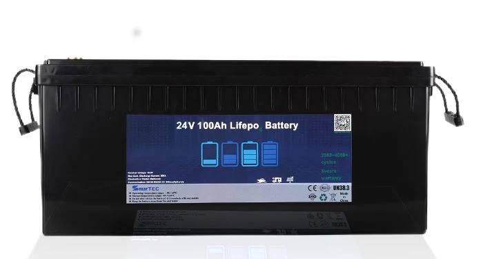 Smartec Rechargeable Lithium Batteries Manufacturer 24V 100ah LiFePO4 Battery Pack for Solar System/RV/Boat/Camper/Vans/Golf Cart Bluetooth APP with Un38.3/UL