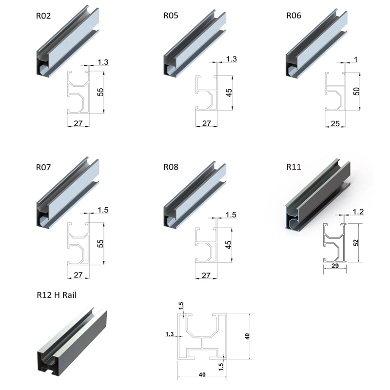 High Strength 6005 Aluminum Frame Solar Power Energy Mounting Rails