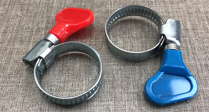 Plastic Butterfly Handle Pipe Clip Steel Hose Clamp W1 W2