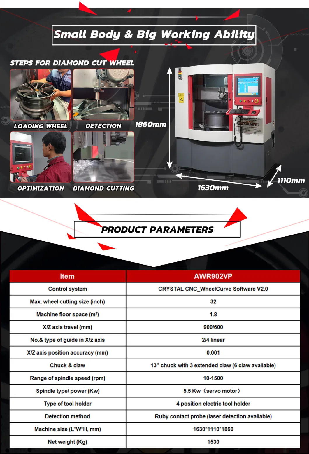 Awr902vp Vertical and Automatic Rim Repair Lathe CNC Alloy Wheel Repair Machine 5% off Discount