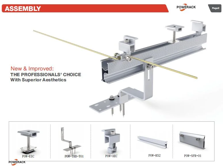 Solar Photovoltaic Racking Installation System for Solar Mounting System Roof Solar Hooks