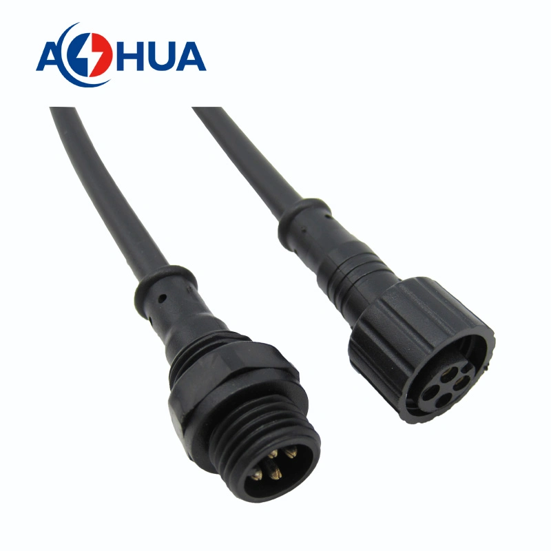 OEM Waterproof IP65 Panel Connector 3 Pin M12 Electric Male Female Solar LED Light Lamp Power Cord Extension Cable