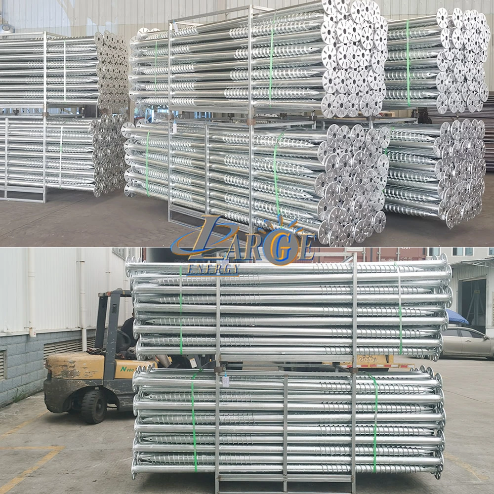 Hot DIP Galvanizing Steel Pile Earth Foundation for PV Panel Open Ground Mounting System Ground Screw Foundation