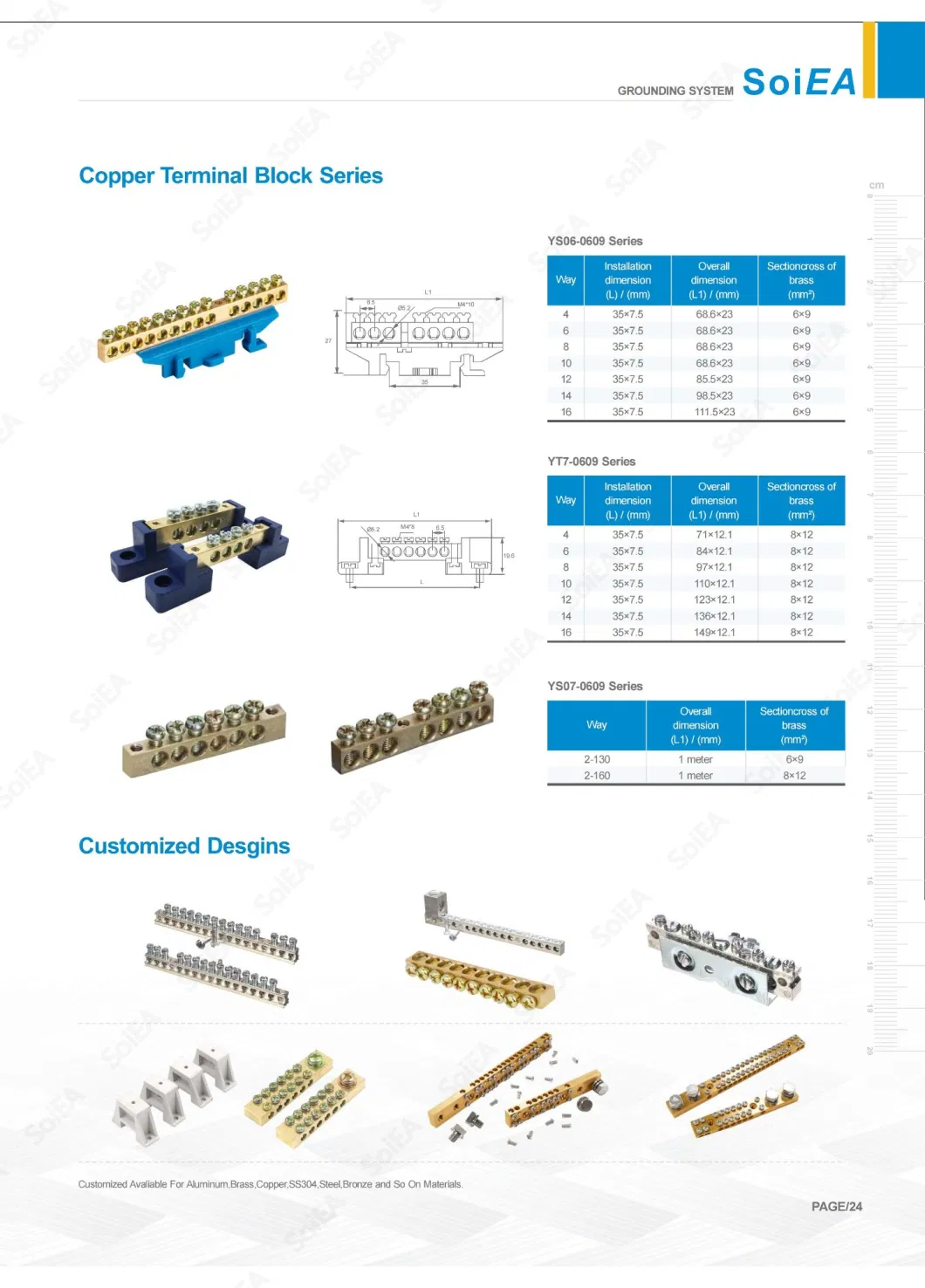 Electrical Screw Mounting Plastic Screw Terminal Block Brass Neutral Earth Bar