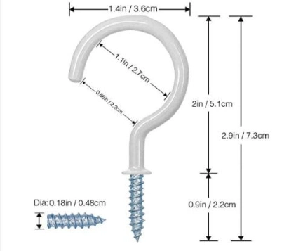 Sample Box Packing White Black Cup Hook Customized Ceiling Cup Hooks Hanging Self-Tapping Screws Hook Hanging Hook Screw