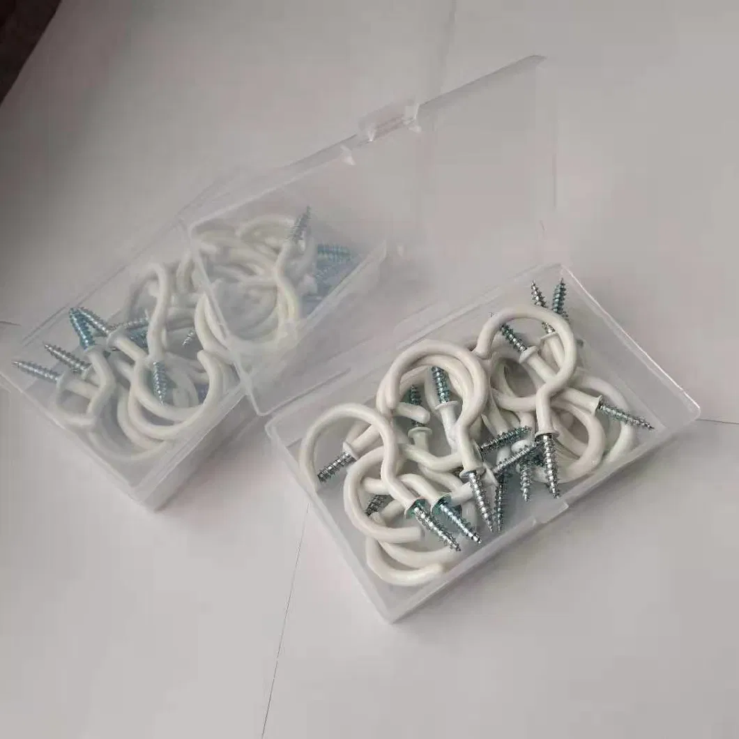 Sample Box Packing White Black Cup Hook Customized Ceiling Cup Hooks Hanging Self-Tapping Screws Hook Hanging Hook Screw