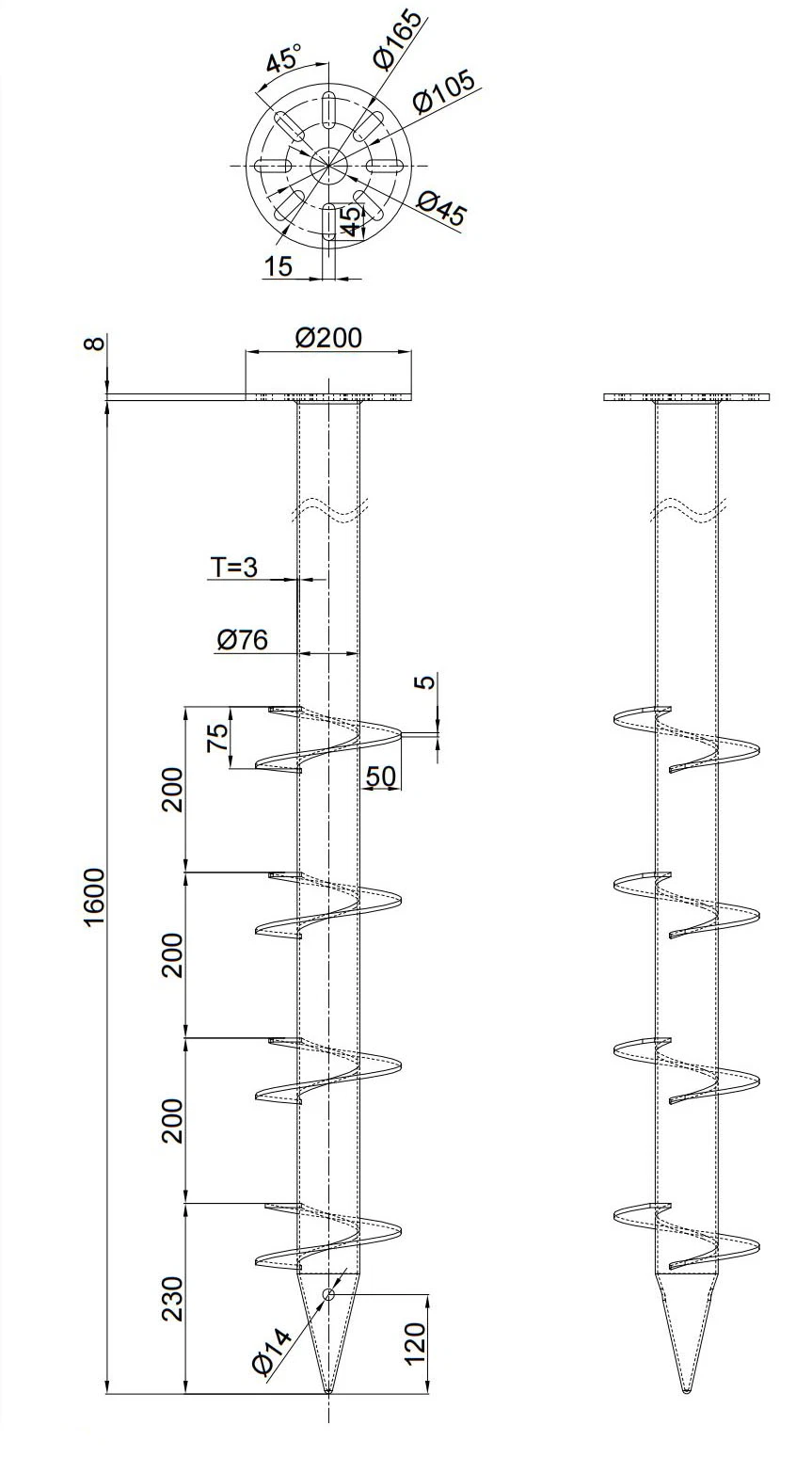 Galvanized Steel Ground Screws for Solar Mounting System