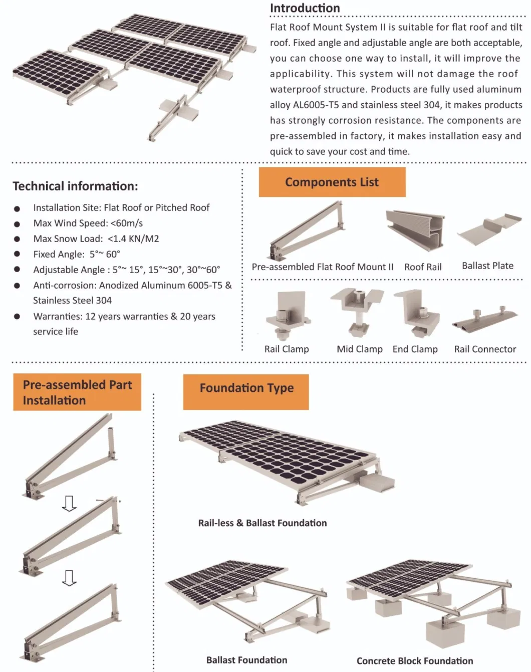 Best Design Solar Panel Flat Roof Mounting Solar Flat Roof Rack Mounting System