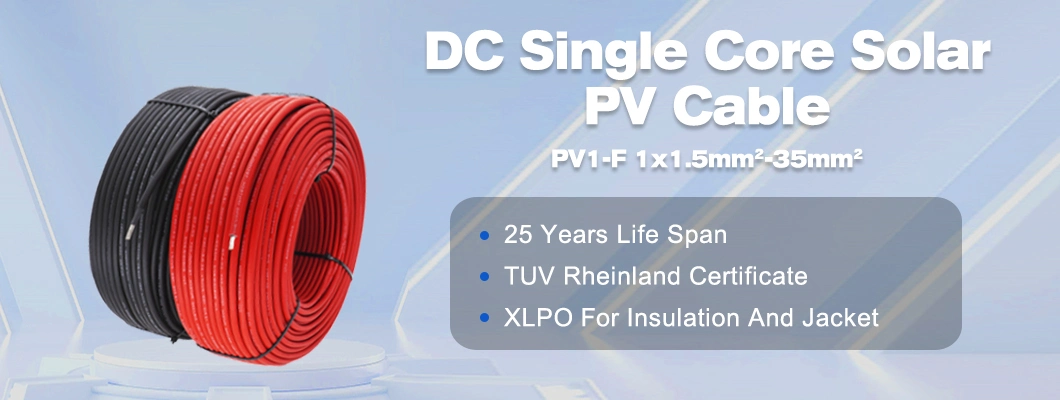 TUV UL Approved Electrical PV DC 2pfg 1169 PV1-F 1X4mm2 Solar Cable