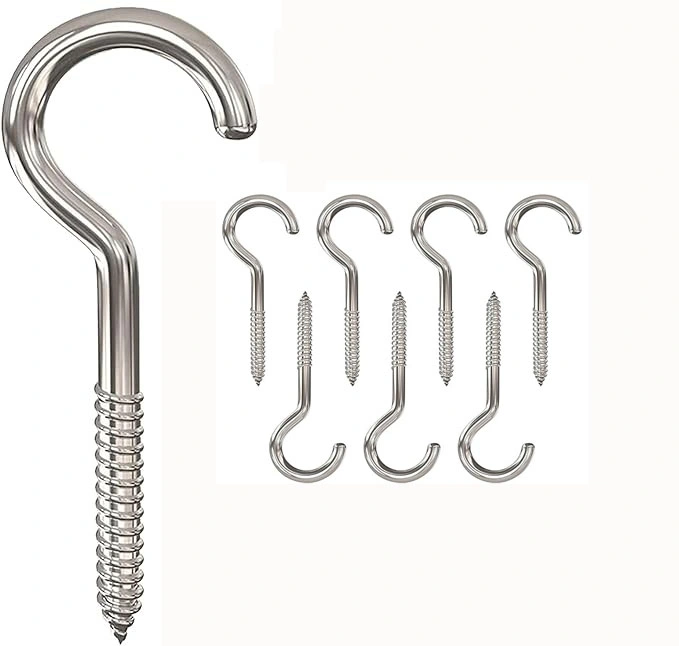 Pack of 10 Stainless Steel Eyelet Screw Eyelets M6X80 mm, Eye Bolt, Hooks for Screw Hooks, Eye Hooks, Self Tapping Screws