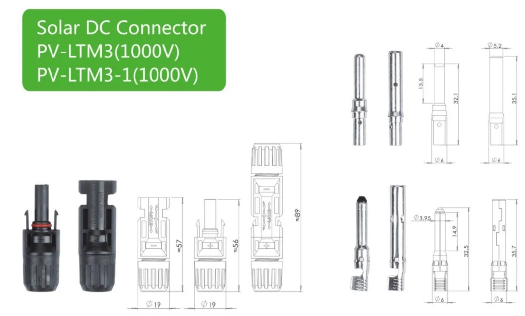 Solar Connector Plug Cable Connectors Waterproof for Solar System Mc 4