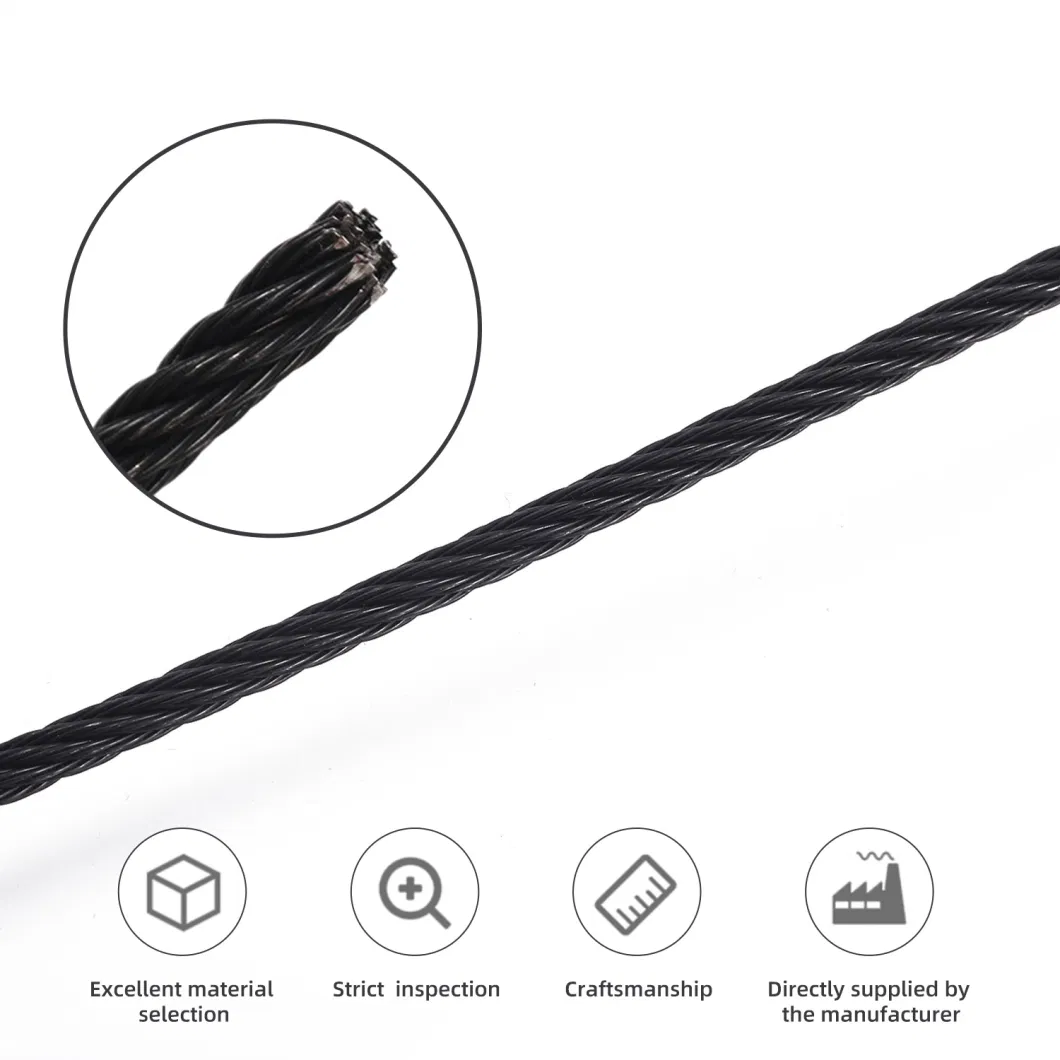 Black Oxide Finish Annealed Handling 316 1/8&quot;3/16&quot;1/4&quot;Spool Stainless Steel Rope Wire Rope Cable Rail