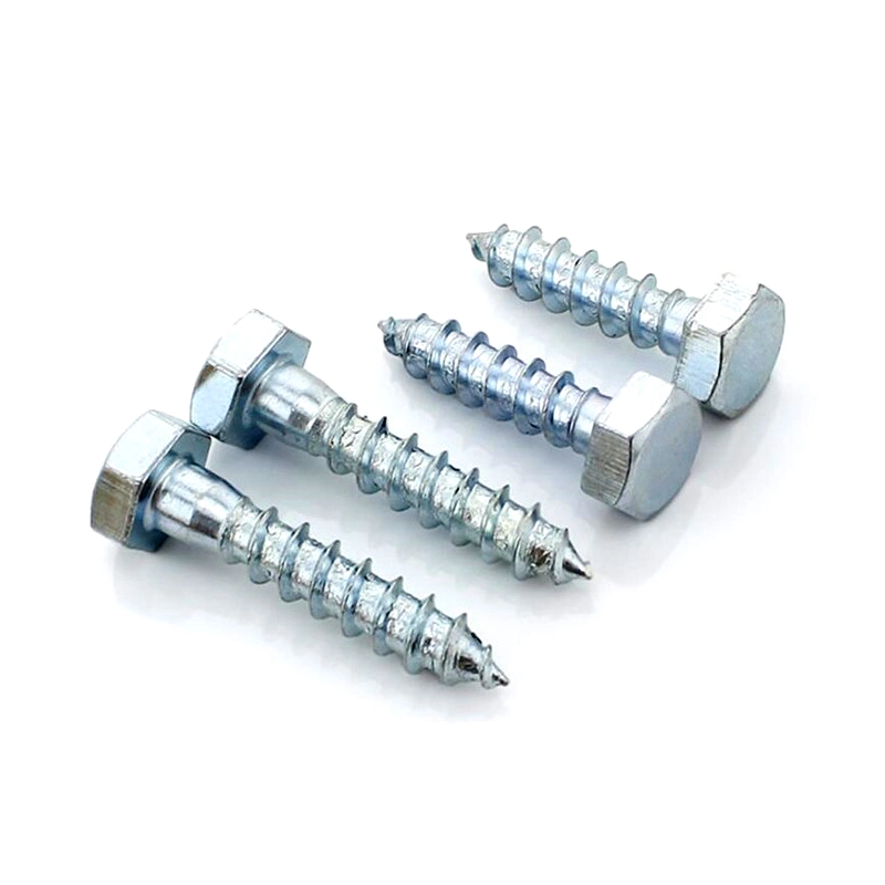 China Custom DIN571 White Zinc Plated Galvanized Hex Head Self Tapping Tornillos PARA Madera Wood Screw