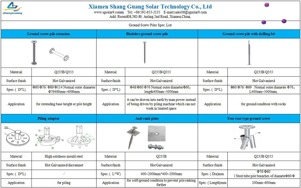 Solar Bracket Installation Racking Ground Screw Pile for Solar Farm