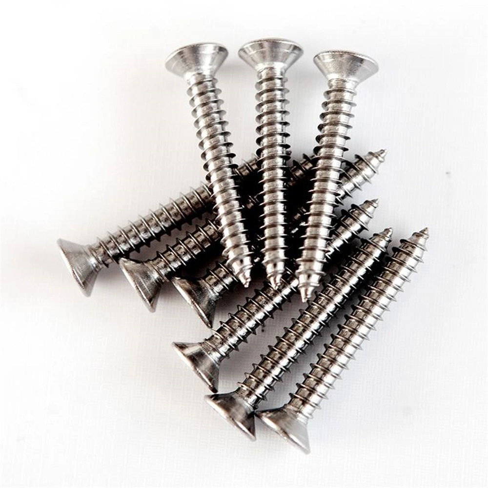 Blue and White Zinc Carbon Steel Countersunk Self - Tapping Wood Screws