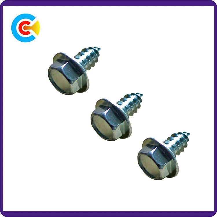 Carbon Steel Galvanized Hexagonal Flange M6 Non-Slip with Self-Tapping Screws