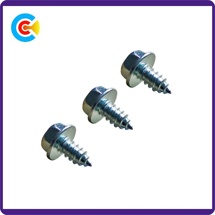 Carbon Steel Galvanized Hexagonal Flange M6 Non-Slip with Self-Tapping Screws