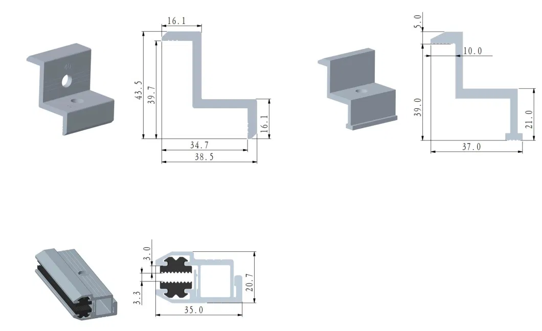 PV Universal Anodized Black End Clamp with Grounding Pin