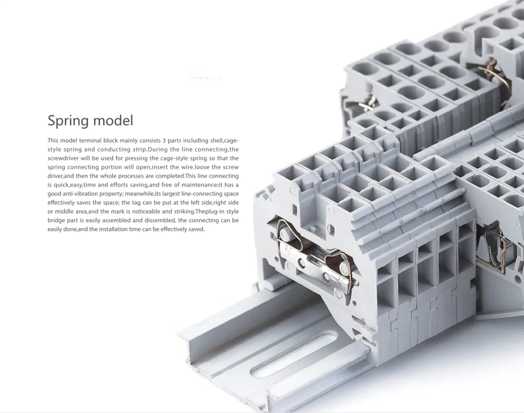 4mm2 PE Terminal Block Cage Spring Wago Terminal 2-in-2-out Grounding Jut3-4/2-2PE