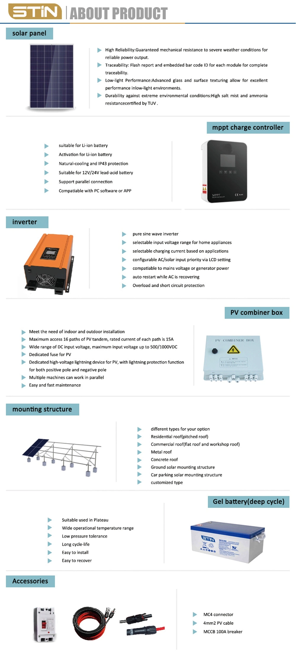 Easy Installation 1000watt Kit Portable off Grid Solar Power System for Home