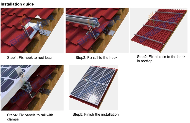 Factory Price Solar Tile Roof Mounting Racking Aluminium Bracket Hook