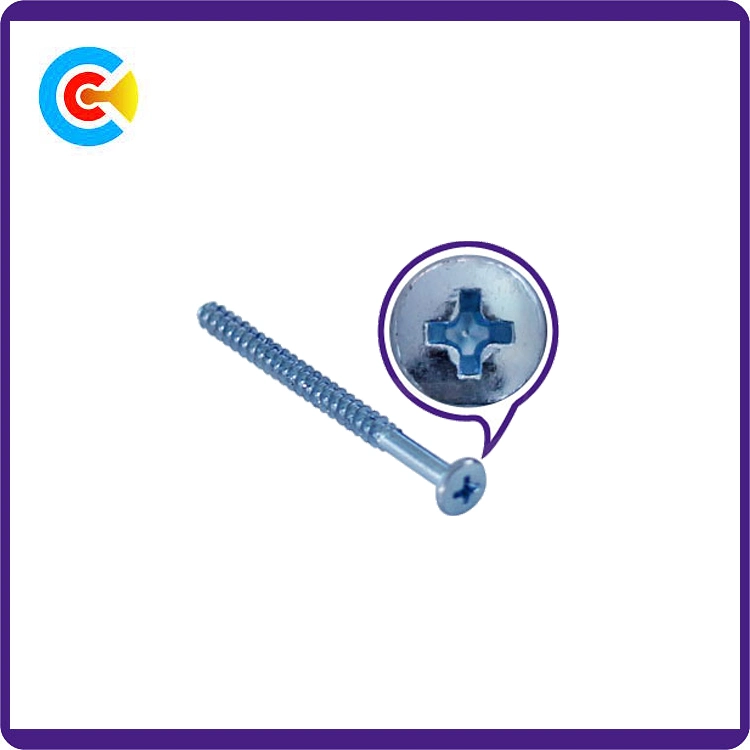 Steel/4.8/8.8/10.9 Flat Tail Shrink Bar Phillips/Cross Pan Head Self-Tapping Screw