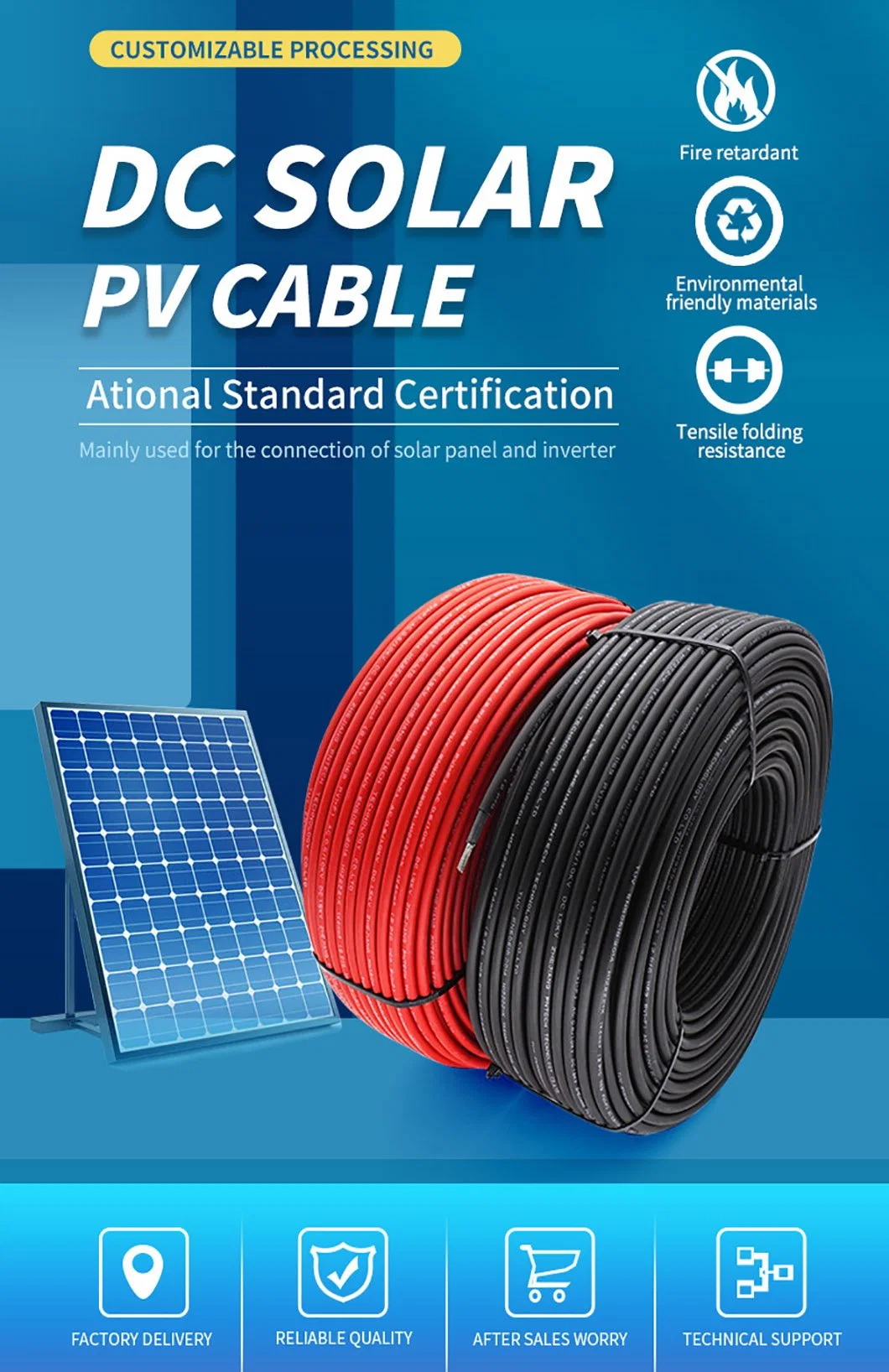 TUV UL Approved Electrical PV DC 2pfg 1169 PV1-F 1X4mm2 Solar Cable