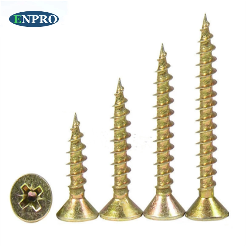 Industry Custom Countersunk Head Engineering Color-Zinc Steel Cross Recessed Self Tapping Wood Screws