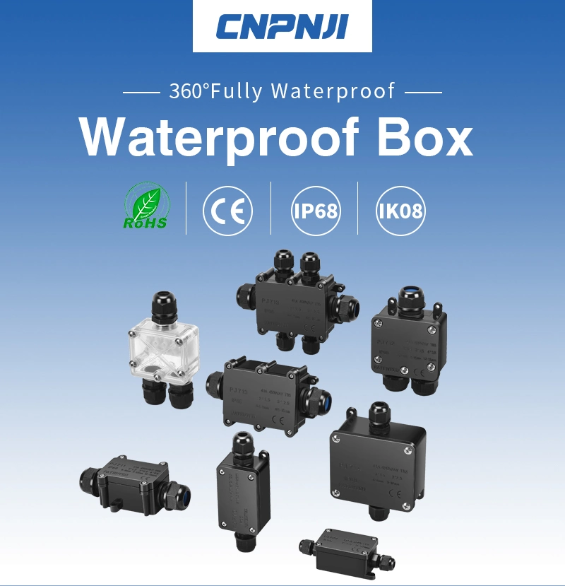 Black Underground Plastic Waterproof Box IP68 Electrical 2 Way Junction Outlet Enclosur