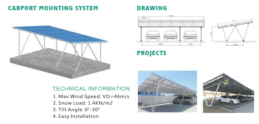 Solar Panel PV Array Ground Mount Structure Carport Mounting Brackets System