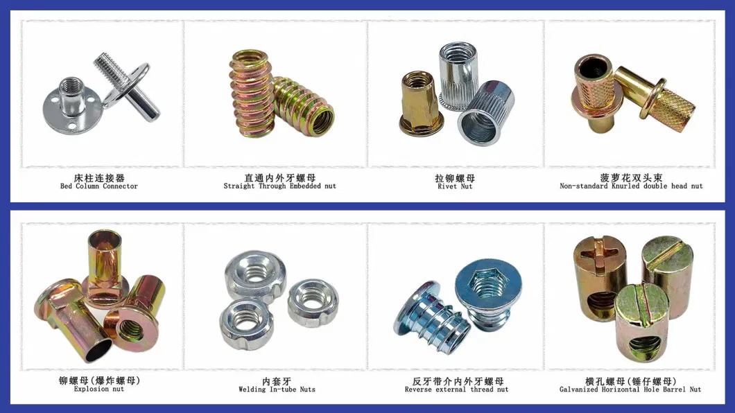 China Factory Wholesales Zinc Plated Steel Steel Hex Socket Self Tapping Threaded Wood Insert Nuts Glued Socket Nut Socket Embedded Nut