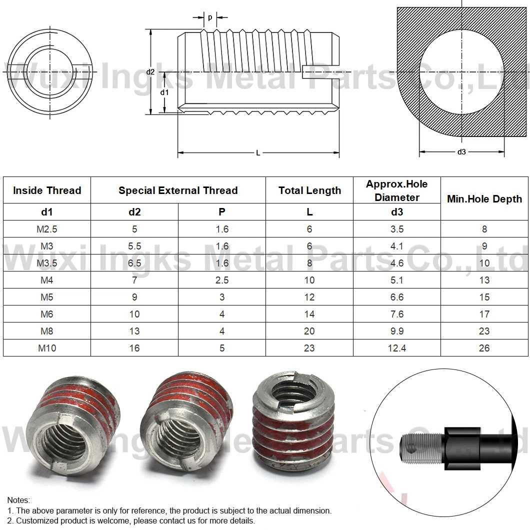 Slotted Self Tapping Threaded Insert Nut with Nylon Patch