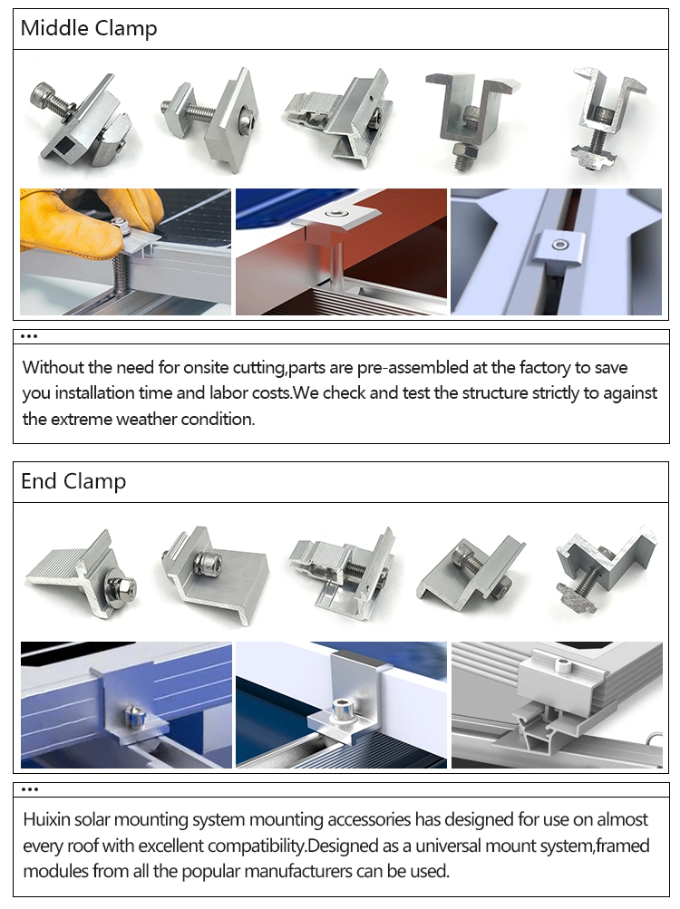 Easy-to-Install Solar Universal Roof End Clamp for Metal Roof Solar Brackets