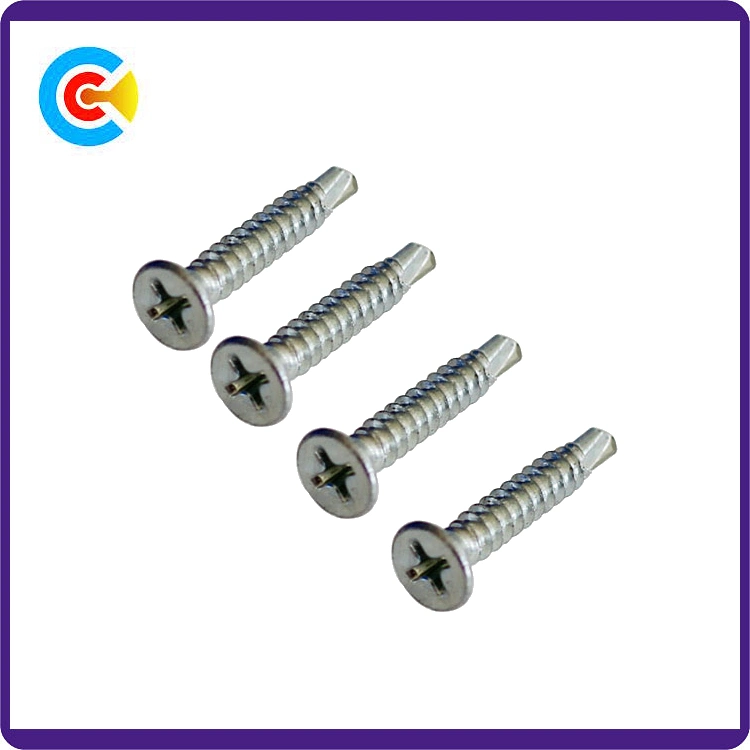 GB/DIN/ ISO/ANSI / ASTM / SAE / Ifi/ as/ BS/Uni/JIS Carbon Steel Galvanized Cross Head Drill-Tail Tapping Screw for Bridge