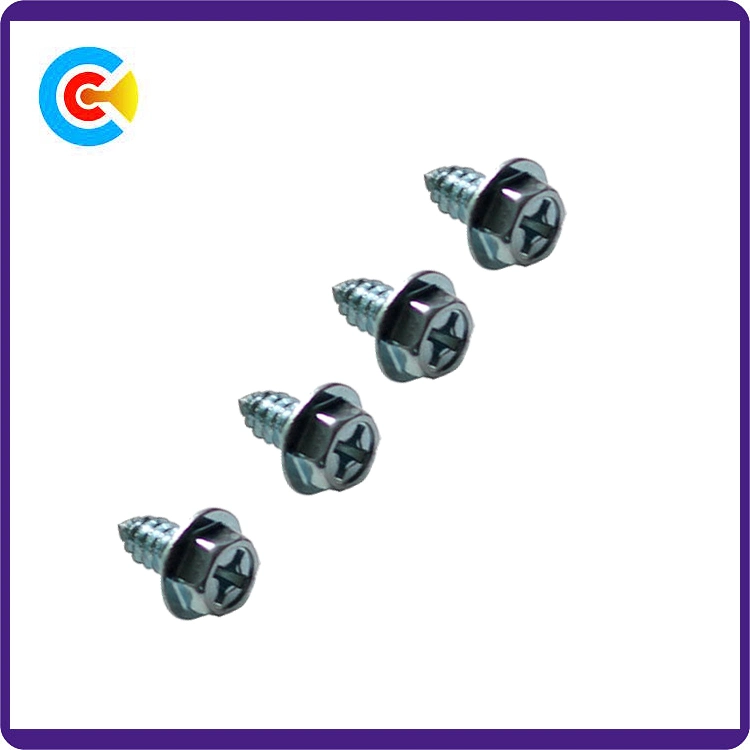 GB/DIN/JIS/ANSI Carbon-Steel/Stainless-Steel Hexagon Flange with Self-Tapping Screws for Building Railway